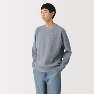 Cotton Blend Waffle Sweater