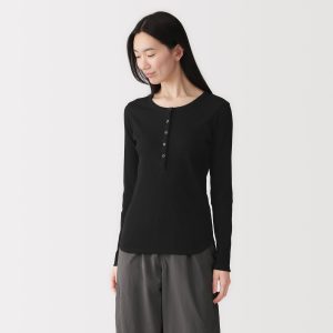 Lyocell Blend Rib Henley T-Shirt