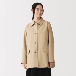 Cotton Twill Stand Fall Collar Coat