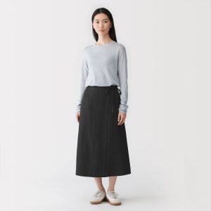Hemp Blend Twill Wrap Skirt