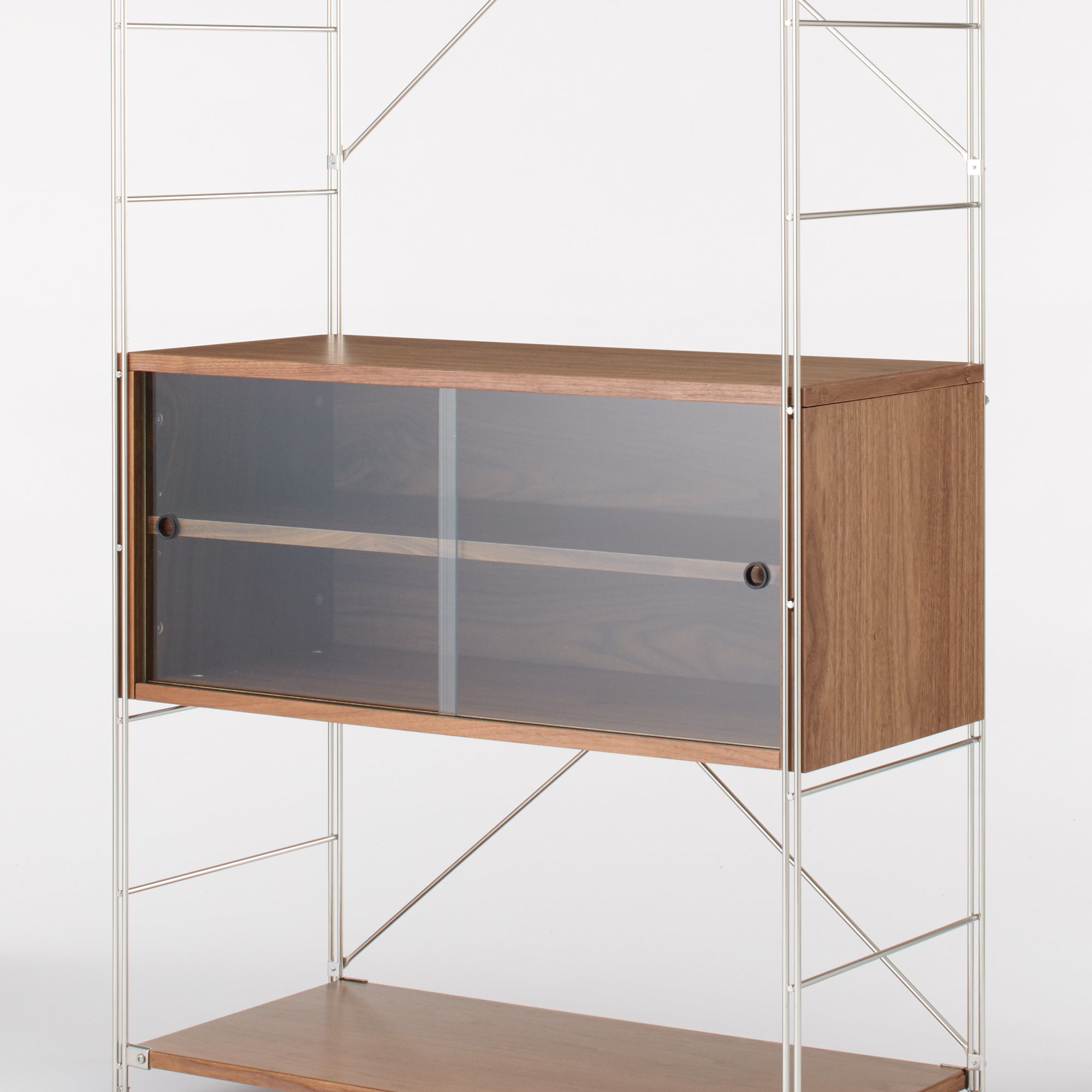 SUS Shelving Unit Box with Glass Door - Walnut - Image 2