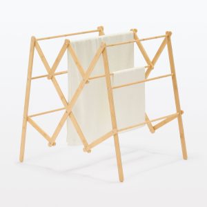 Bamboo Clothes Rack with Adjustable Width