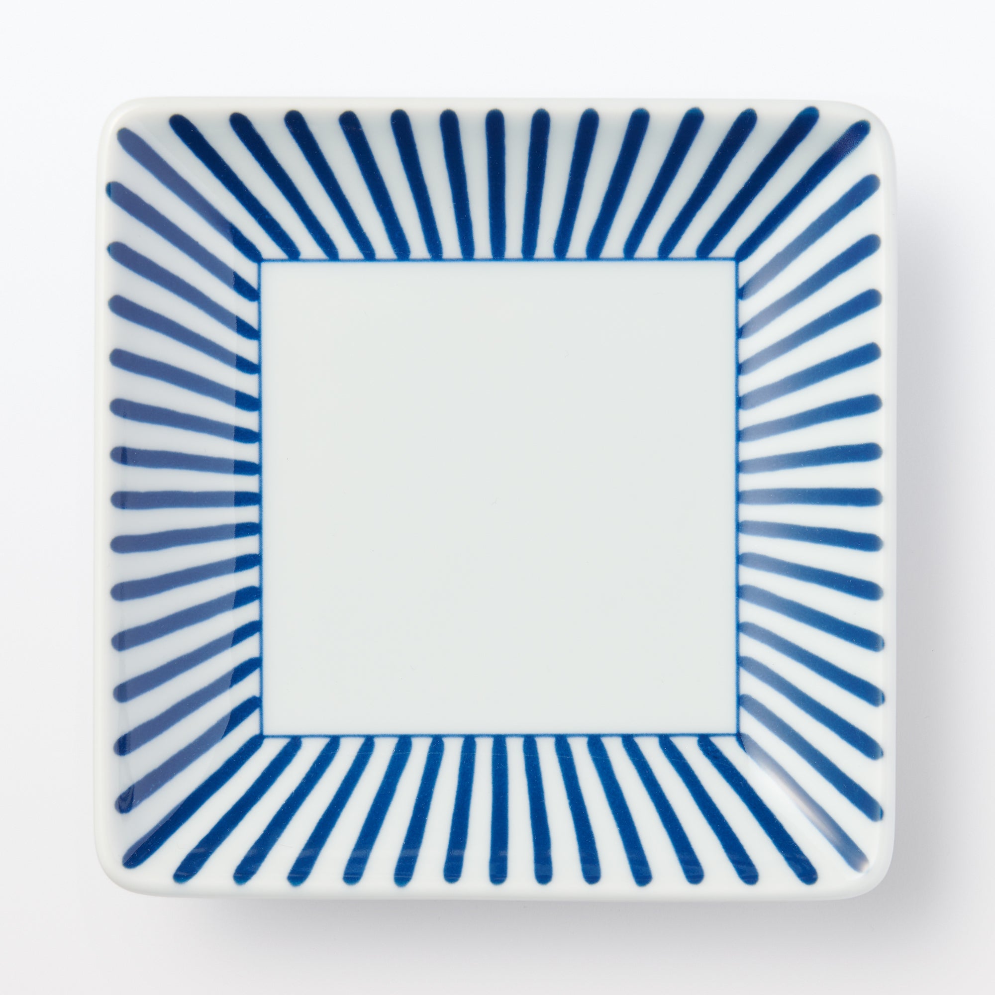 Hasami Ware Square Plate - Stripes Pattern - Image 2