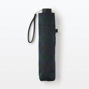 All-Weather Foldable Umbrella Dark Green Check