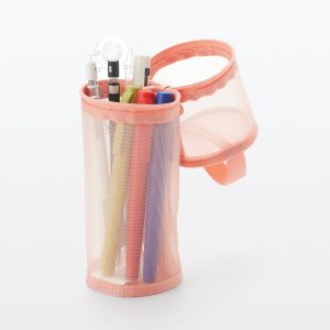 Nylon Mesh Vertical/Horizontal Pen Case Thin - Pink