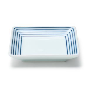 Hasami Ware Square Plate - Horizontal Stripes