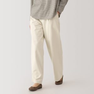 Slub Yarn Chino Darted Wide Pants