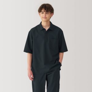 Men's Breathable Wide Half Sleeve Woven Polo Shirt