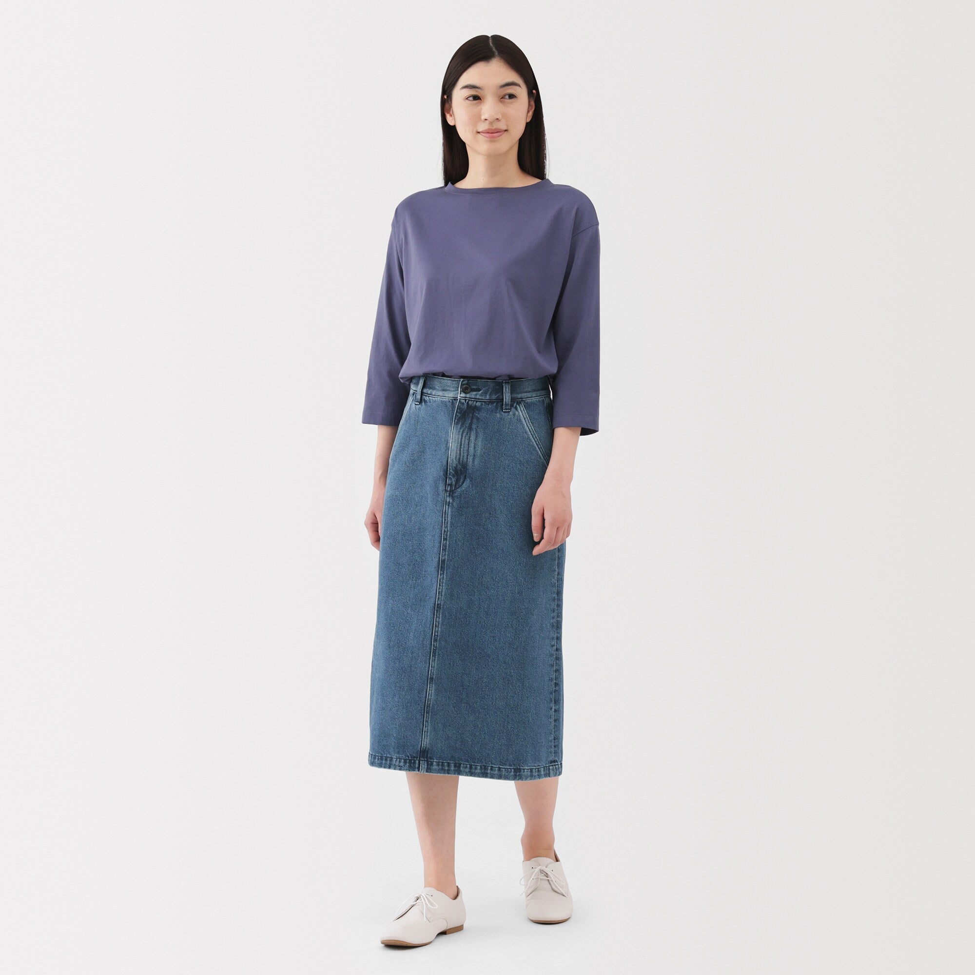 Kapok Blend Denim A-Line Skirt - Image 14