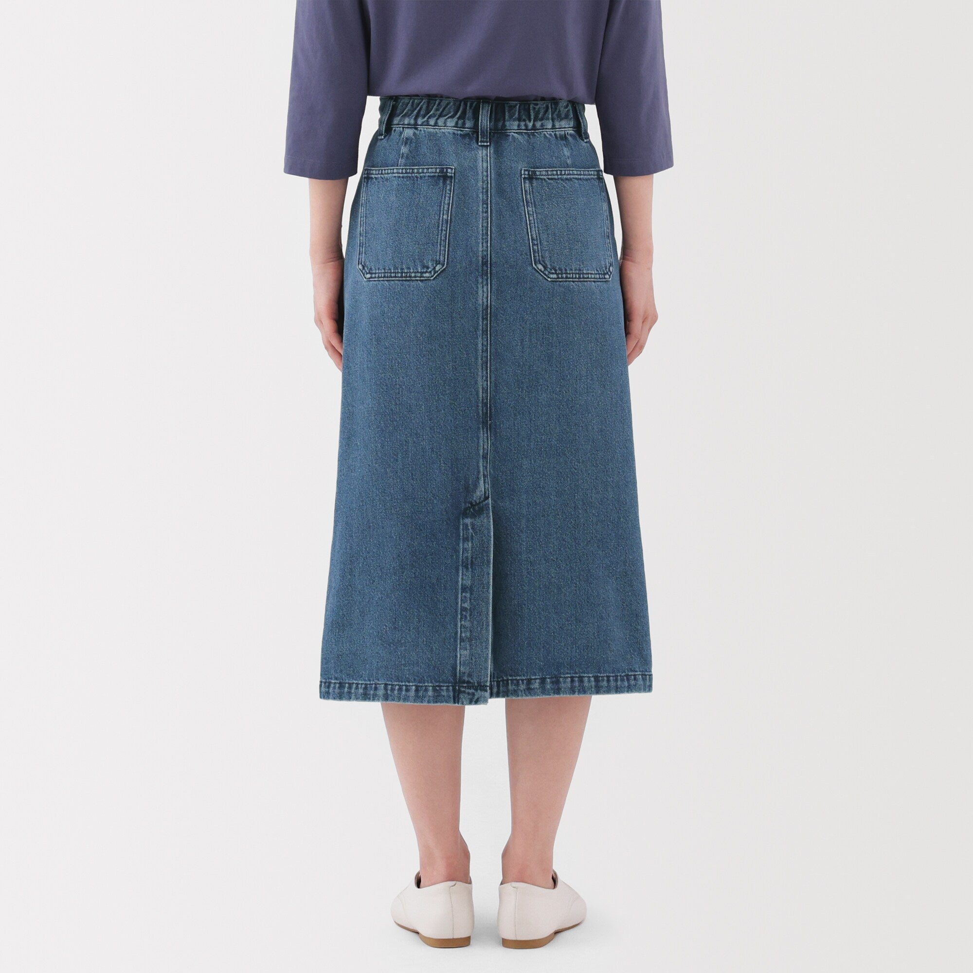 Kapok Blend Denim A-Line Skirt - Image 16