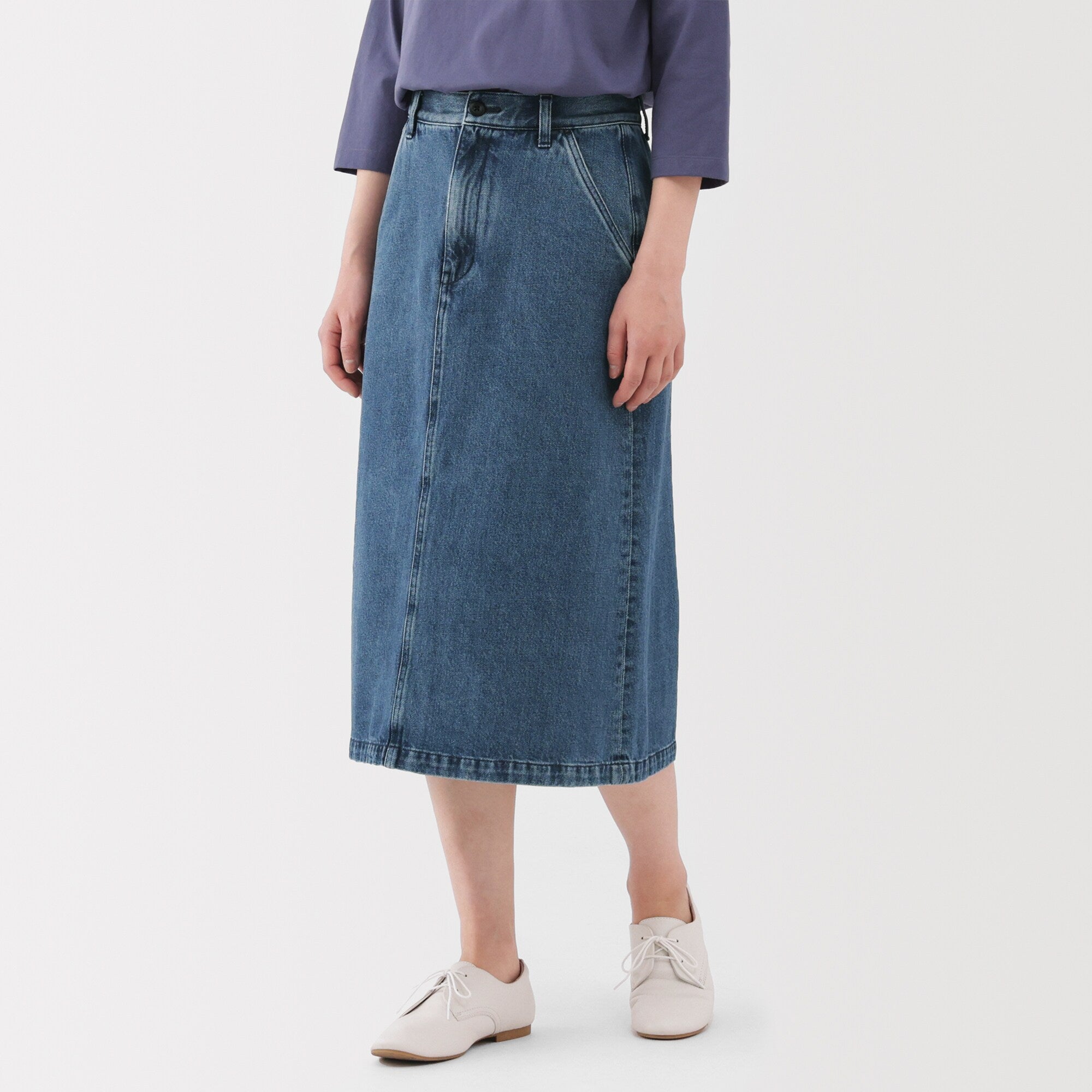 Kapok Blend Denim A-Line Skirt - Image 13