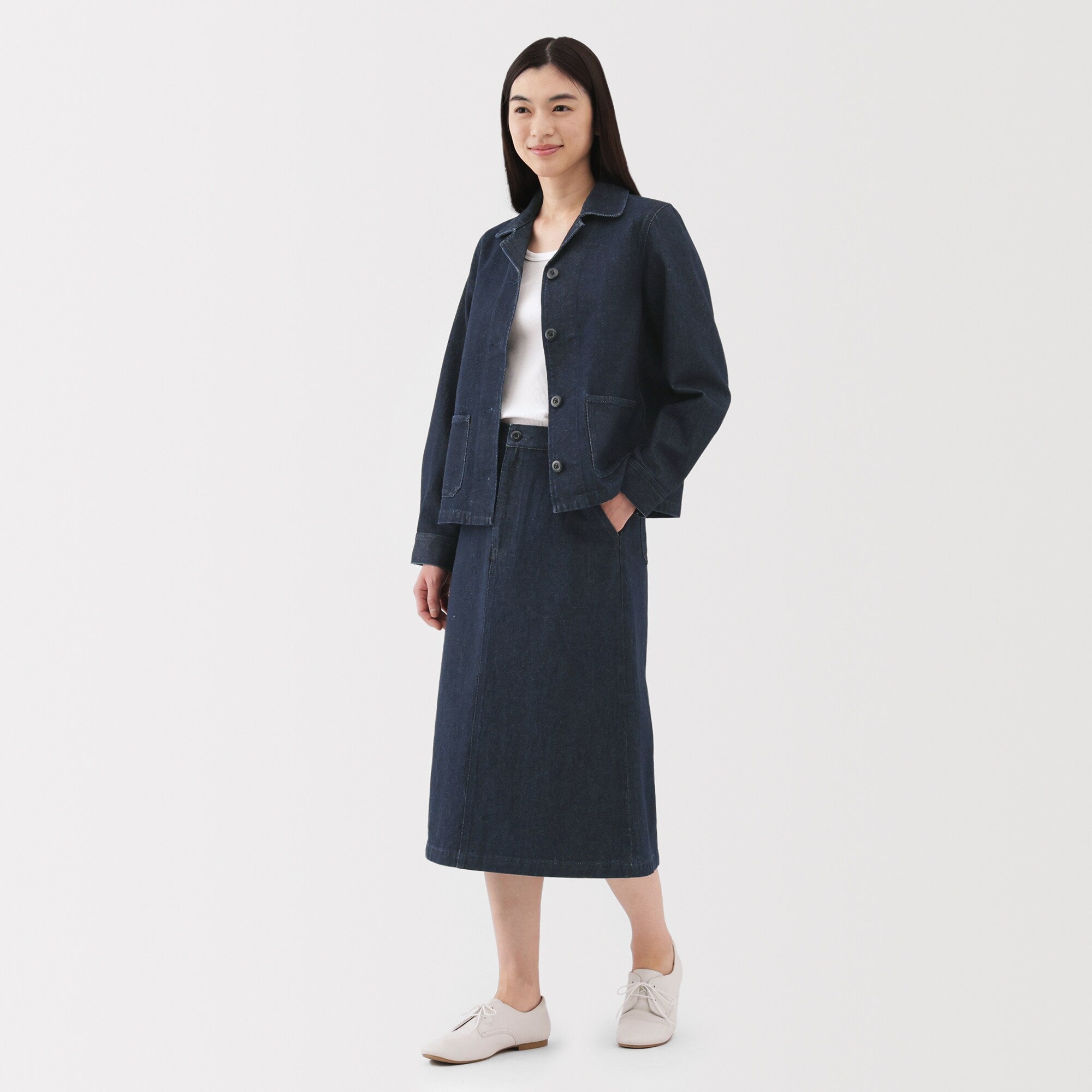 Kapok Blend Denim A-Line Skirt - Image 4