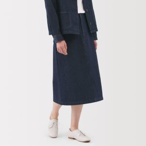 Kapok Blend Denim A-Line Skirt