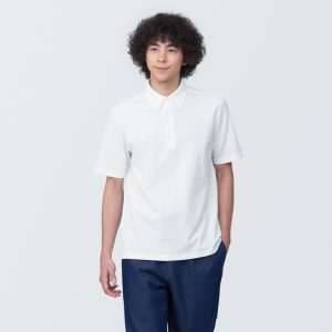 Men's Cool Touch Pique Button Down Polo Shirt