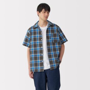 Men's Madras Check Open Collar Shirt