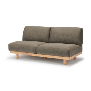 [HD] Spacious Armless Sofa Brown 3 Seater