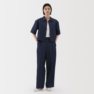 Women's Hemp Blend Denim Darted Wide Pants